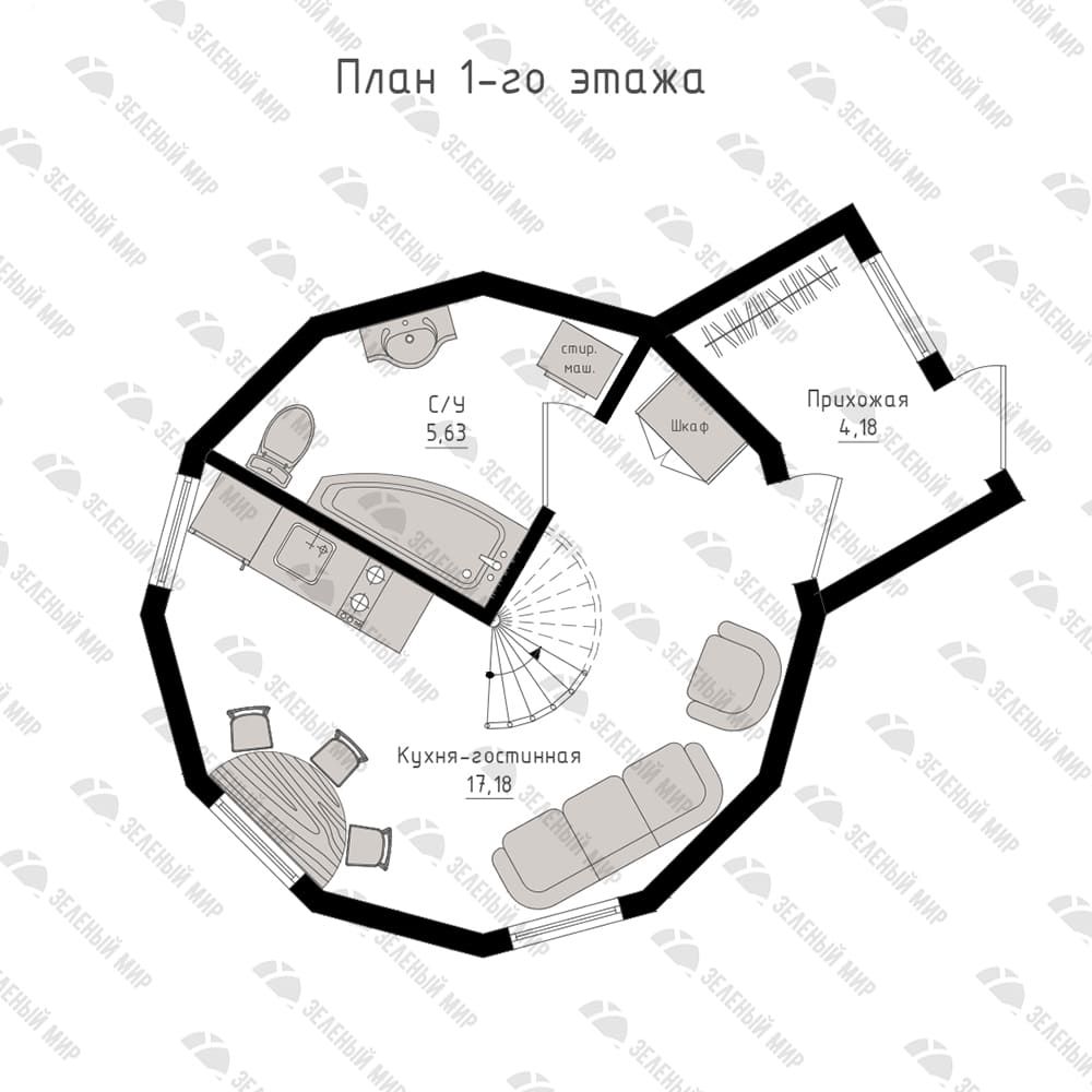 Каркас купольного дома D6H под ключ | Зеленый Мир